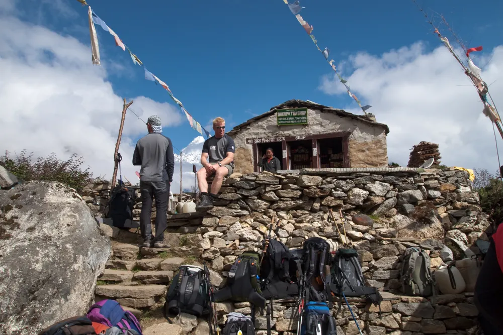 Hikers on a trail in Nepal